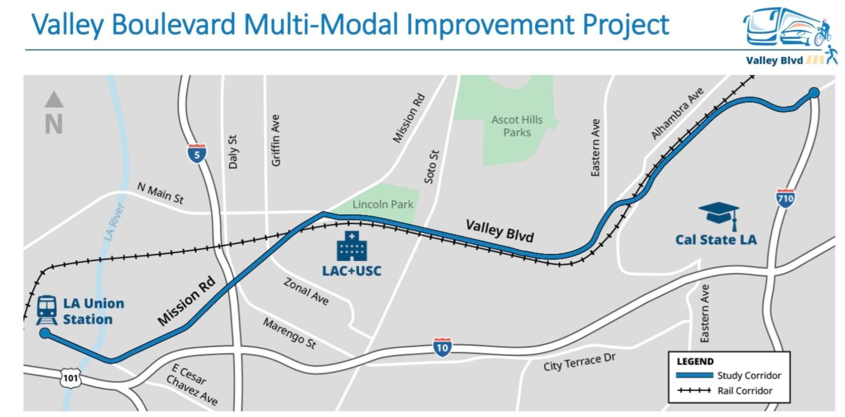 Map of Valley Boulevard Multi-Modal Improvement Project